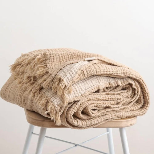 Cotton Blanket Oatmeal | Buff