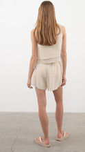 Load image into Gallery viewer, Elle Side Ties Top Natural with Gold Pinstripes