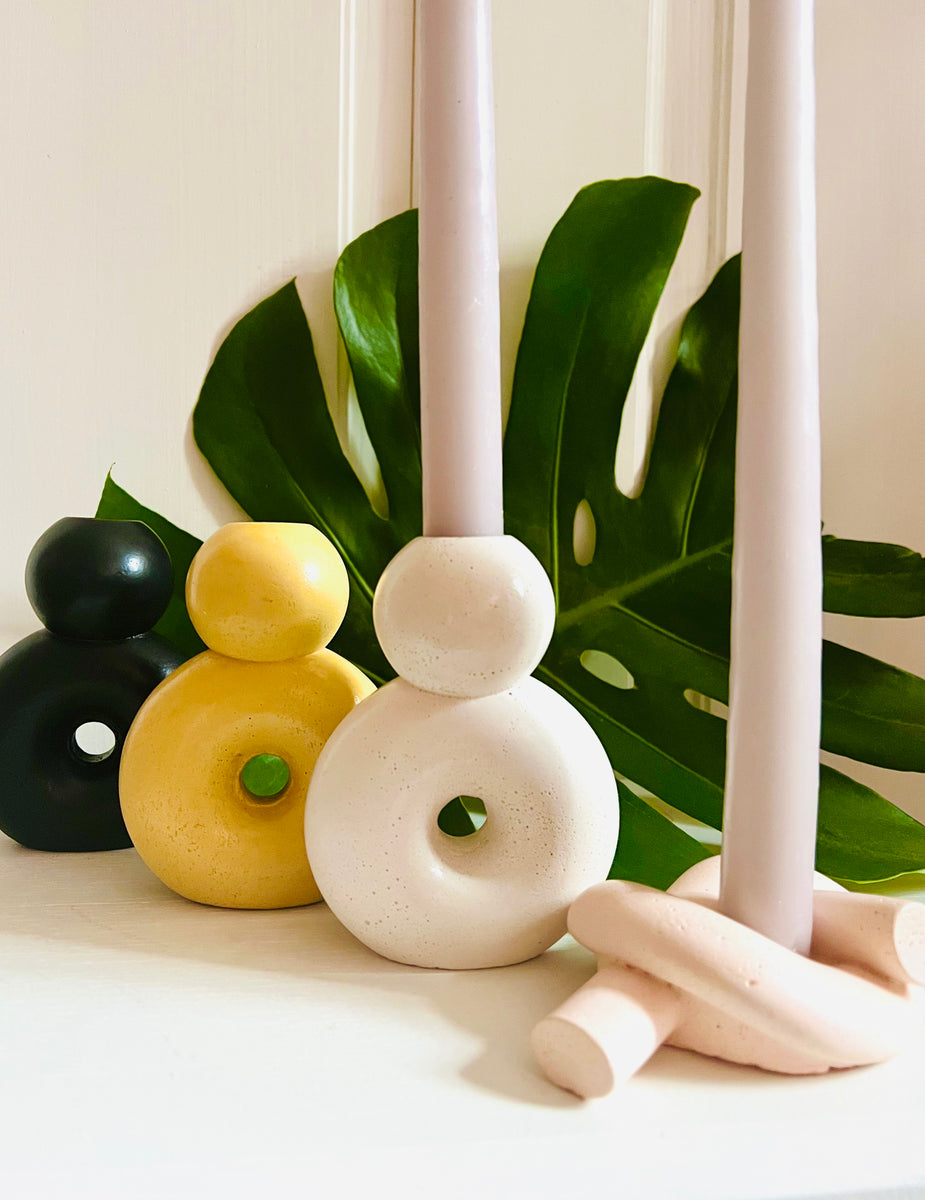 White Concrete Taperholder Valerie Fitch Design