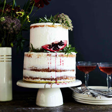 Load image into Gallery viewer, Ivory Cake Stand with Gold Line