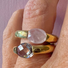Load image into Gallery viewer, Stacking Brass Ring Rose Quartz