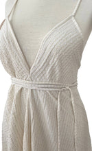Load image into Gallery viewer, Coqui Maxi Dress Natural with Gold Pinstripe