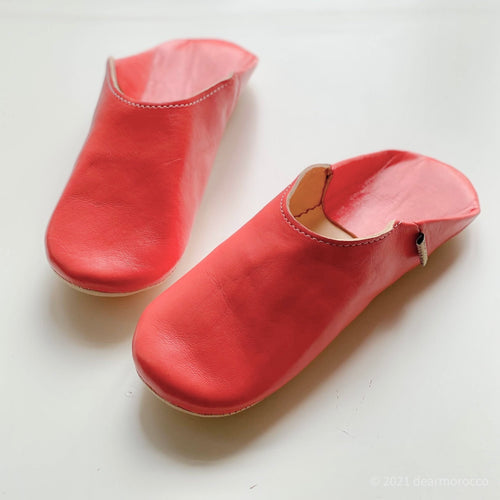 Moroccan Babouche Slippers Coral