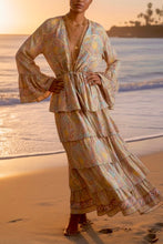 Load image into Gallery viewer, Silk Tiered Ruffle Paisley Pastel Duster