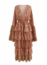 Load image into Gallery viewer, Silk Tiered Ruffle Salmon Duster