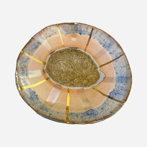 Icelandic Pink Aurora Dish with Gold & Tiger’s Eye