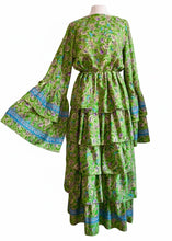 Load image into Gallery viewer, Silk Tiered Ruffle Kelly Green Duster