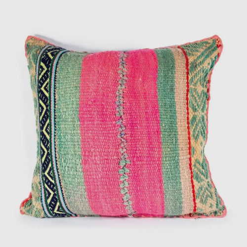 Peruvian Vintage Pillow Pink + Mint