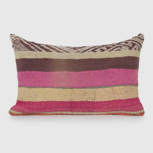 Peruvian Vintage Pillow Pink + Lavender Lumbar