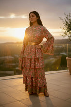 Load image into Gallery viewer, Silk Tiered Ruffle Salmon Duster