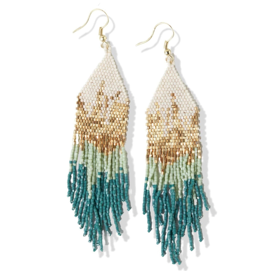 Teal + Ivory Metallic Earring