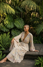Load image into Gallery viewer, Silk Tiered Ruffle Paisley Pastel Duster