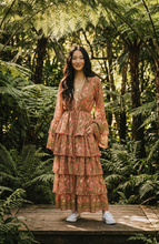 Load image into Gallery viewer, Silk Tiered Ruffle Salmon Duster