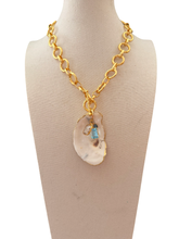 Load image into Gallery viewer, Sapphire +Blue Topaz Oyster Pendant