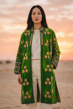 Load image into Gallery viewer, Vintage Suzani Velvet Embroidered Coat Emerald