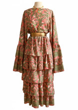 Load image into Gallery viewer, Silk Tiered Ruffle Salmon Duster