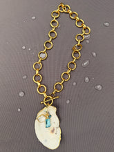 Load image into Gallery viewer, Sapphire +Blue Topaz Oyster Pendant