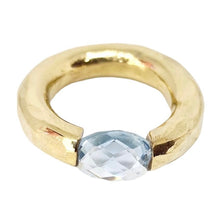 Load image into Gallery viewer, Stacking Brass Ring Blue Topaz