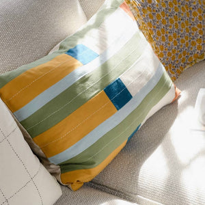 Spring Stripe Blues Pillow 16”x24”