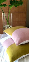 Load image into Gallery viewer, Linen Blush + Chartreuse + White Pillow 22”