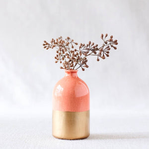 Coral + Gold Bud Vase