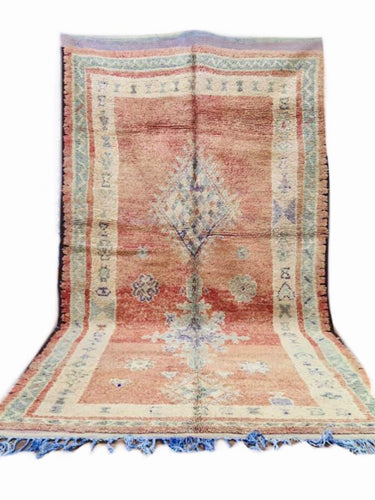 Vintage Boujaad Sienna + Lavender Fringe 6’x11’