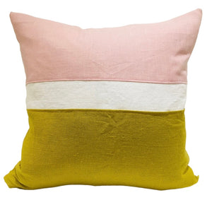 Linen Blush + Chartreuse + White Pillow 18”