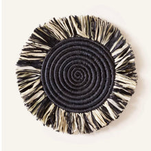 Load image into Gallery viewer, Natural or Black Raffia Coaster Set /4