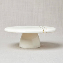 Load image into Gallery viewer, Ivory Cake Stand with Gold Line