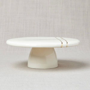 Ivory Cake Stand with Gold Line