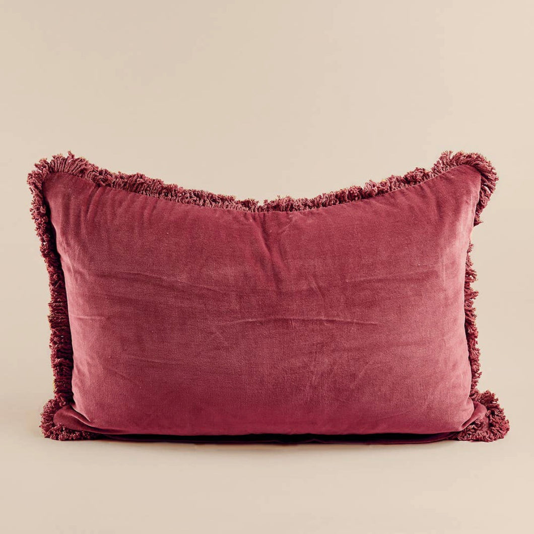 Burgundy Velvet Lumbar Pillow