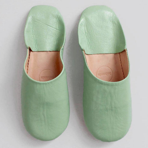 Moroccan Babouche Slipper Mint