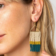 Load image into Gallery viewer, Teal + Ivory Triangle Earring