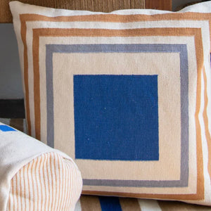 Color Block Blue + Gold Pillow