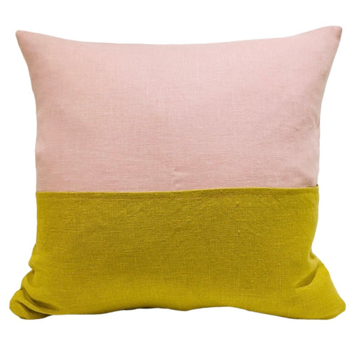 Linen Blush + Chartreuse Pillow 18”