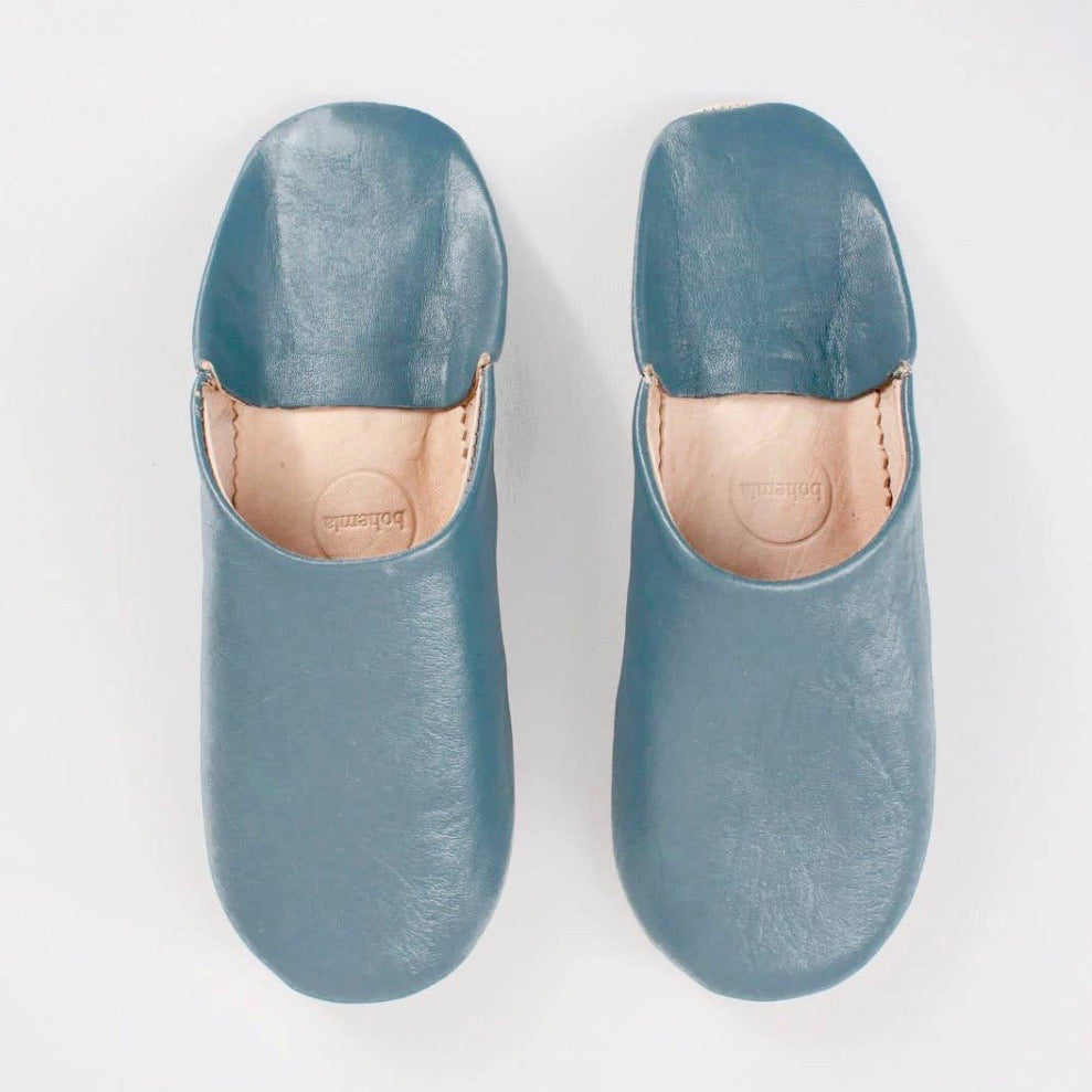 Moroccan Babouche Slipper Blue Gray