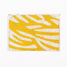 Load image into Gallery viewer, Yellow Zebra Striped Beaded Clutch