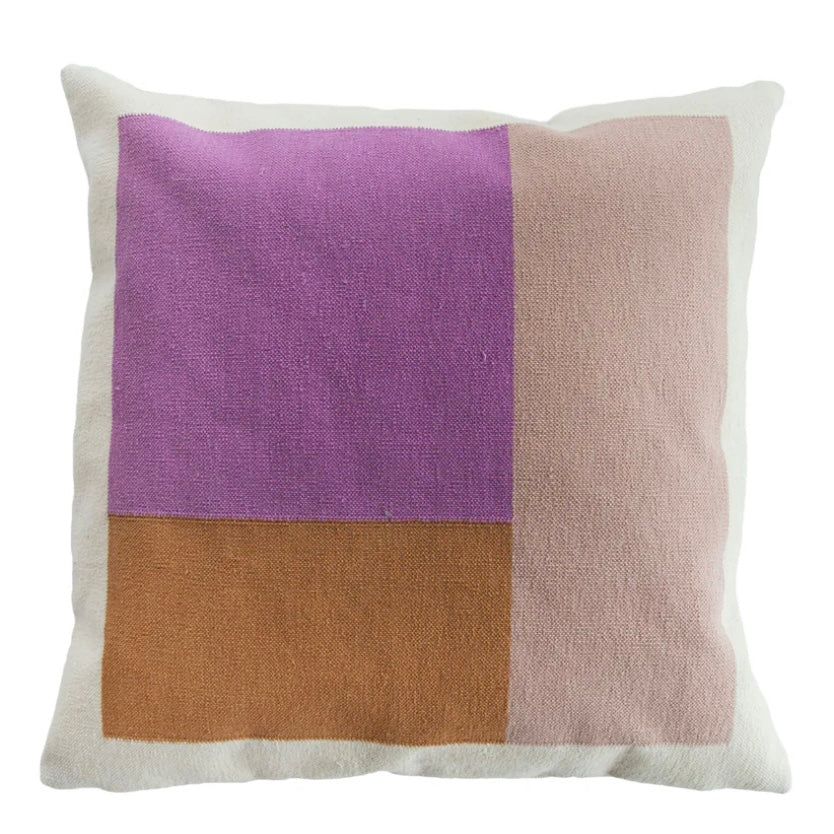 Color Blocked Pink +Lavender + Gold Pillow