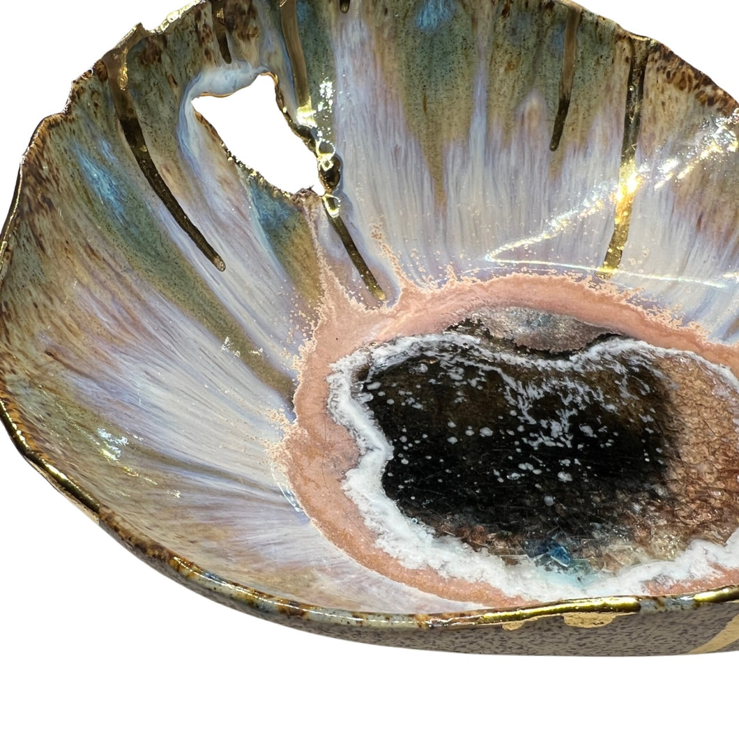 Icelandic Pink Waterfall Dish with Gold