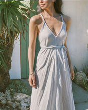 Load image into Gallery viewer, Coqui Maxi Dress Natural with Gold Pinstripe