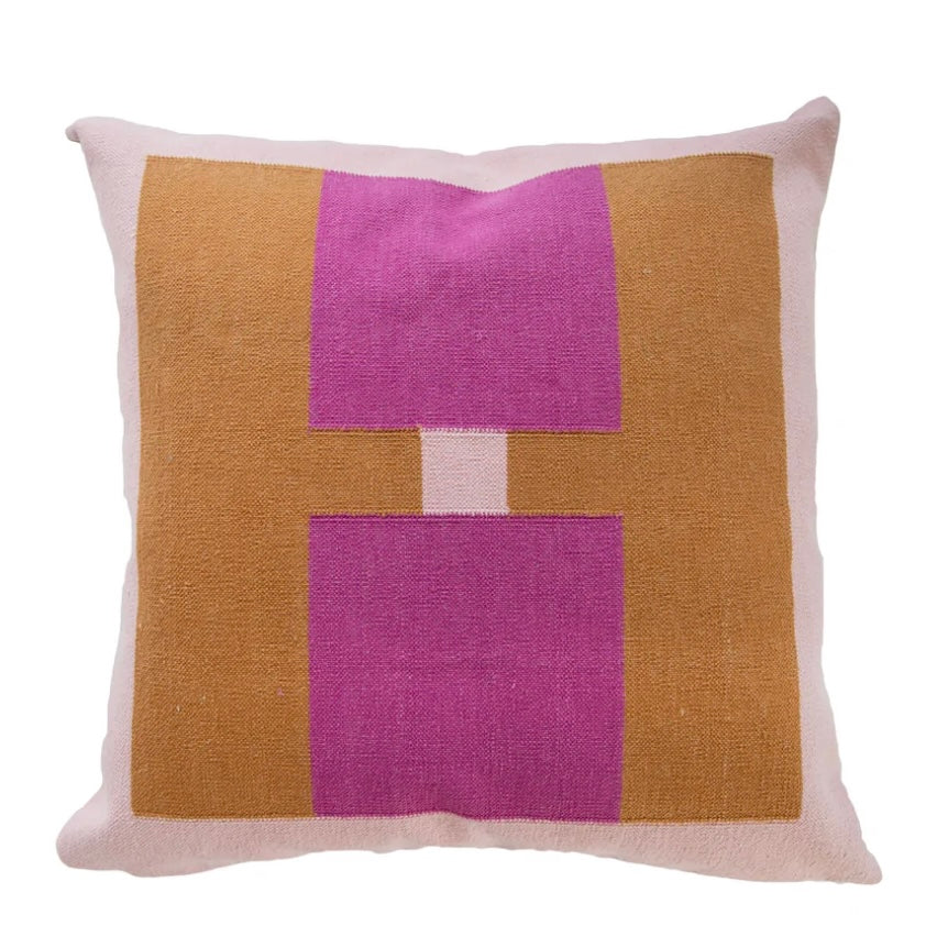 Color Blocked Pink + Gold Pillow