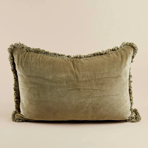 Olive Velvet Lumbar Pillow