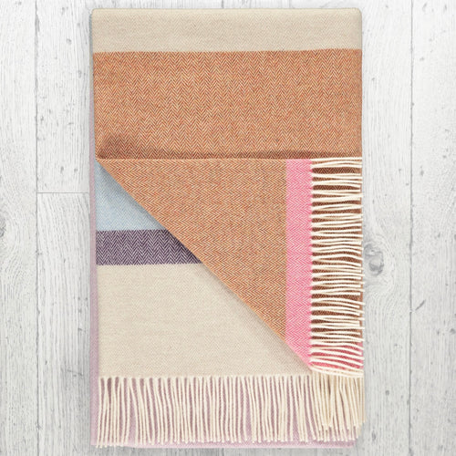 Lambswool Throw Large Camel + Blush