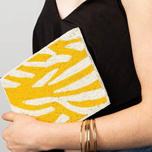 Load image into Gallery viewer, Yellow Zebra Striped Beaded Clutch