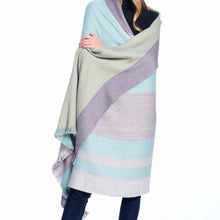 Load image into Gallery viewer, Alpaca Throw Soft Blue &amp; Sage