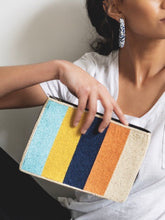 Load image into Gallery viewer, Multi-Color Striped Beaded Clutch