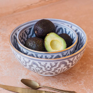 Moroccan Arabesque Large Bowl Gray