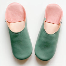 Load image into Gallery viewer, Moroccan Babouche Slipper Sage &amp; Rosewater