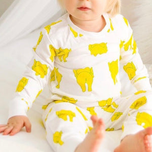 Organic Knit Pajama Set Elephants