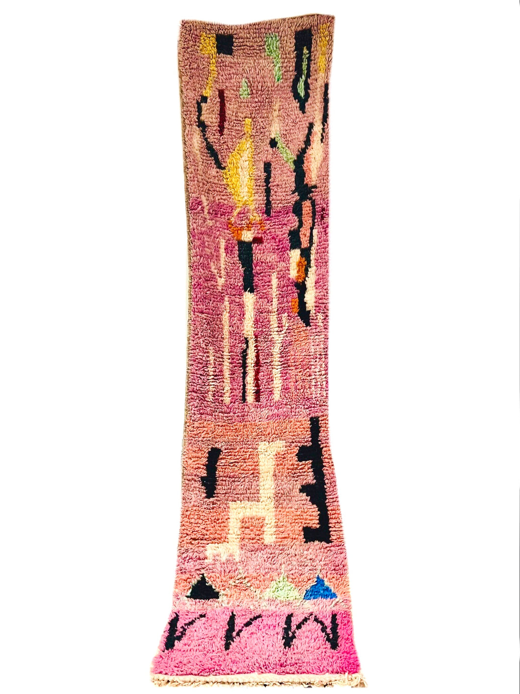 Abstract Pink + Lavender Boujaad Runner 2’3”x 9’ 5”
